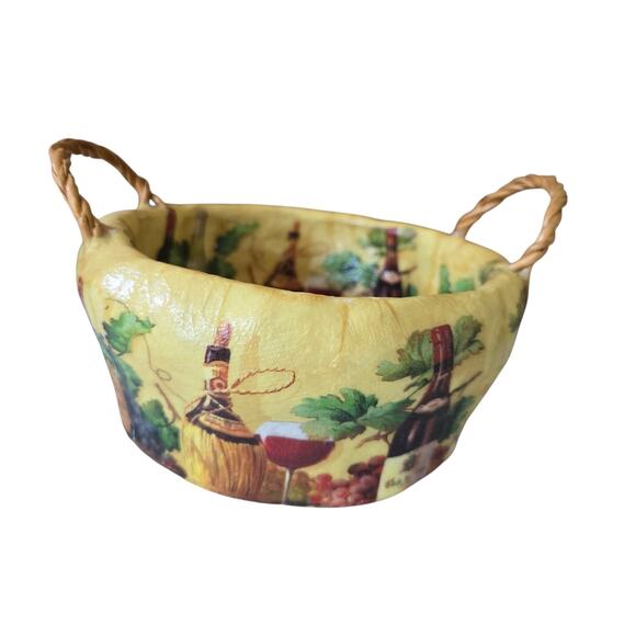Unk Other - Unique Paper Mache'd Basket Tuscan Wine
